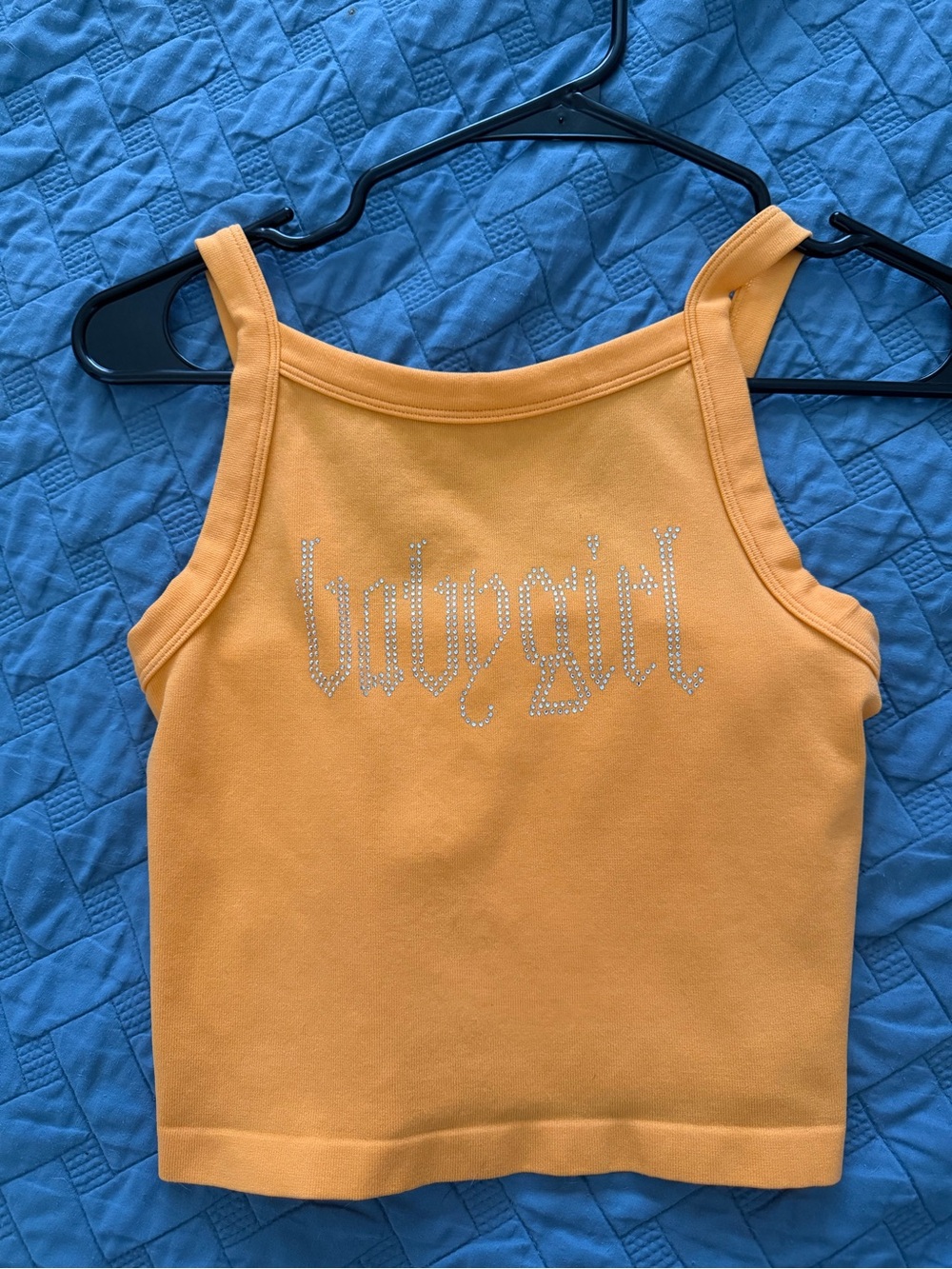 Women’s Orange Tank Top with 'babygirl' Rhinestone Accent